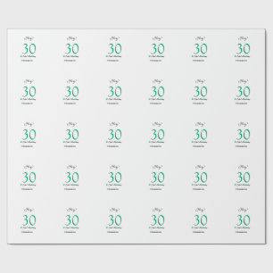 Papel De Presente Ei é o aniversário de 30 anos letra negrito verde