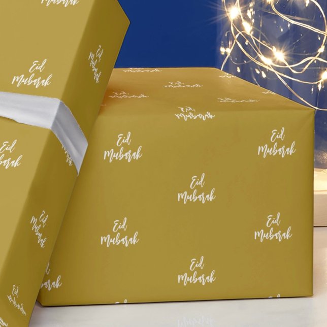 Papel De Presente Eid Mubarak: Papel Dourado de embrulho para presen (Criador carregado)