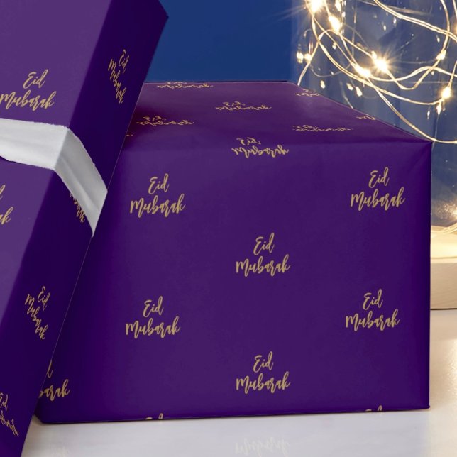 Papel De Presente Eid Mubarak Royal Purple Dourado Gift (Criador carregado)