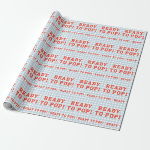 Papel De Presente Ela Está Pronta Para Aparecer Festa de Bebê Azul X