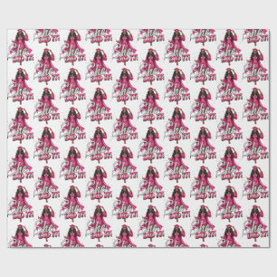 Papel De Presente Ela Fez Isso Garota Negra Formatura Rosa e Prata