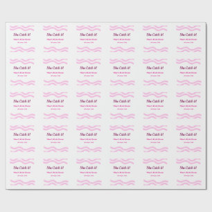 Papel De Presente Ela pega espiral rosa linhas aquarela noiva