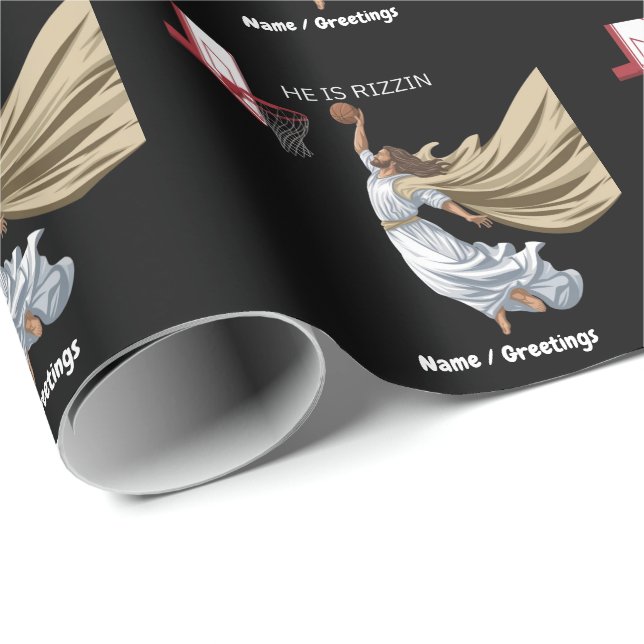 Papel De Presente Ele É Rizzin Engraçado Jesus Jogando Basquete Retr (Ponta do rolo)