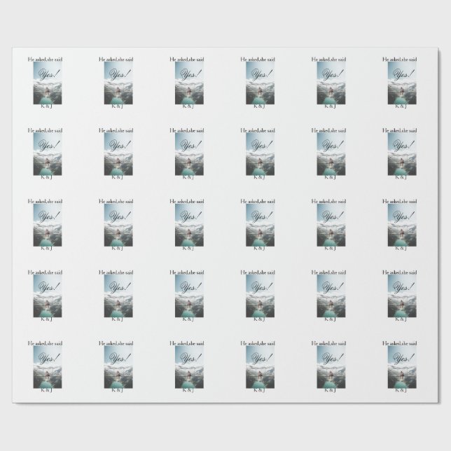 Papel De Presente Ele perguntou ela disse sim nome da foto de noivad (Aberto)