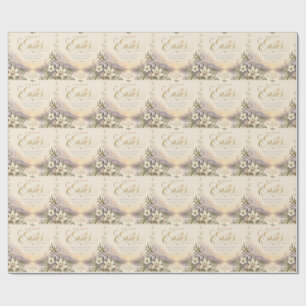 Papel De Presente Ele Ressuscitou Páscoa, Cruz Cristã Floral Elegant