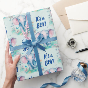 Papel De Presente Elefante bebê é um Chá de fraldas