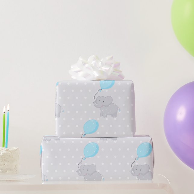 Papel De Presente Elefante Bonito com Balão (Presentes para festas)