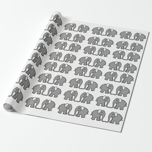 Papel De Presente Elefante cinzento bonito que desfila no fundo (Desenrolado)