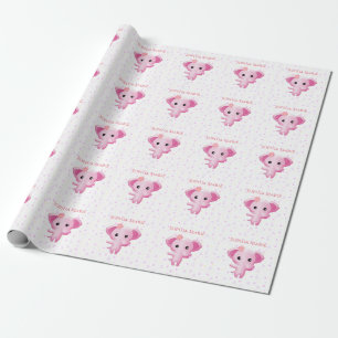 Papel De Presente Elefante De Bebê Rosa Bonito