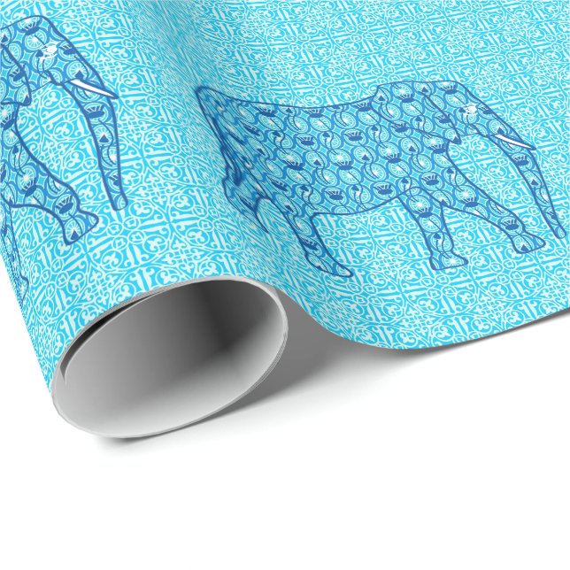 Papel De Presente Elefante de flor de lótus - turquesa (Ponta do rolo)