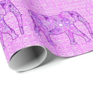Papel De Presente Elefante do redemoinho do Fractal - roxo e