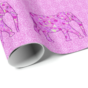 Papel De Presente Elefante flor - orquídea e magenta