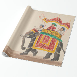 Papel De Presente Elefante Indiano Decorado com Howdah Canopado
