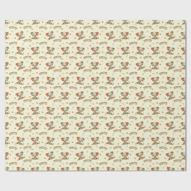 Papel De Presente Elefante Patchwork “Crescendo Forte (Aberto)