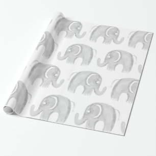 Papel De Presente Elefante pintado mão da aguarela moderna do branc