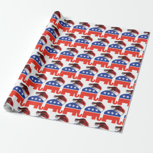 Papel De Presente Elefante Republicano vestindo um Chapéu de Papai N