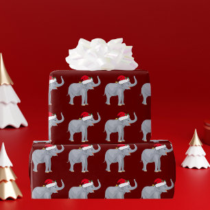 Papel De Presente Elefante Vermelho de Natal