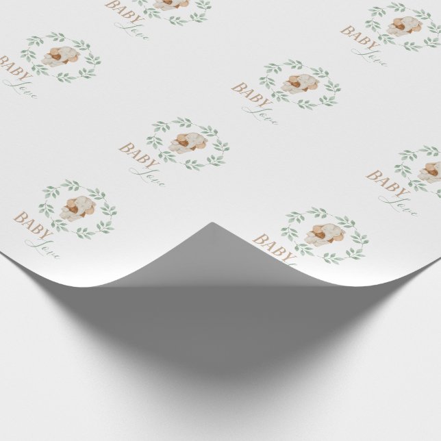 Papel De Presente Elefante Watercolor Wreath Baby Love (Ponta)