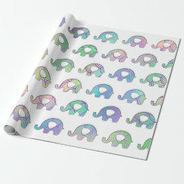 Papel De Presente Elefantes Brancos Menino Menino Roxo Mint VIP