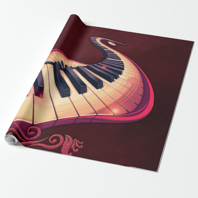 Papel De Presente Elegance in motion, the curved piano (Desenrolado)