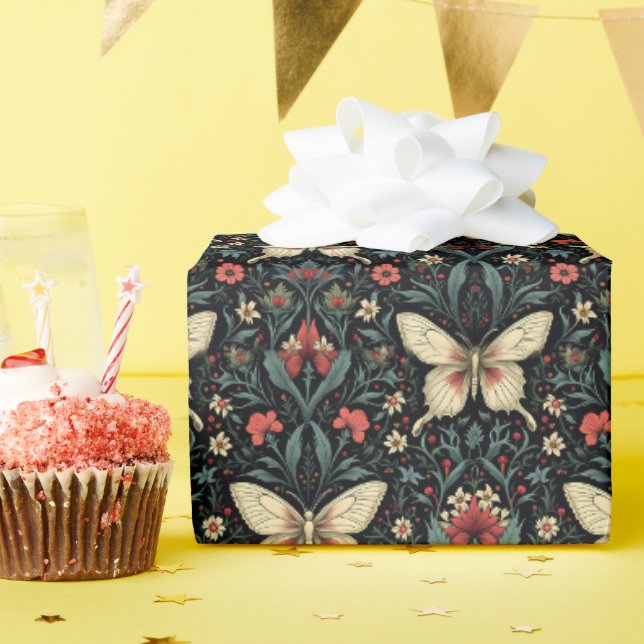 Papel De Presente Elegância da Borboleta Branca (Festa de aniversário)
