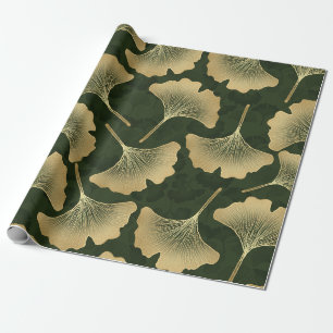 Papel De Presente Elegância do Ginkgo Esmeralda – Botânica de Luxo a