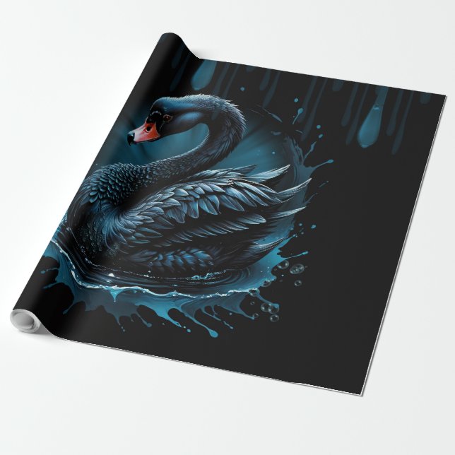Papel De Presente Elegância em movimento, o cisne negro, (Desenrolado)