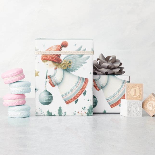 Papel De Presente elegância escandinava anjo espiritual de Natal (Chá de bebê)