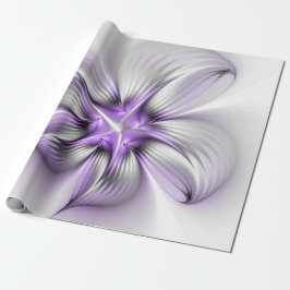 Papel De Presente Elegância Floral Arte Fractal Violeta Abstrata Mod