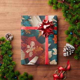 Papel De Presente Elegância Floral Geométrica Festiva
