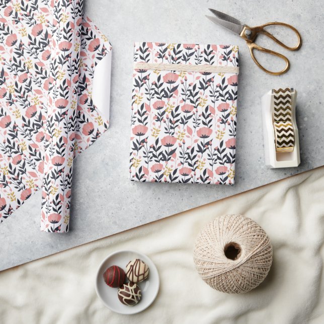 Papel De Presente Elegância Floral Moderna (Artesanato)