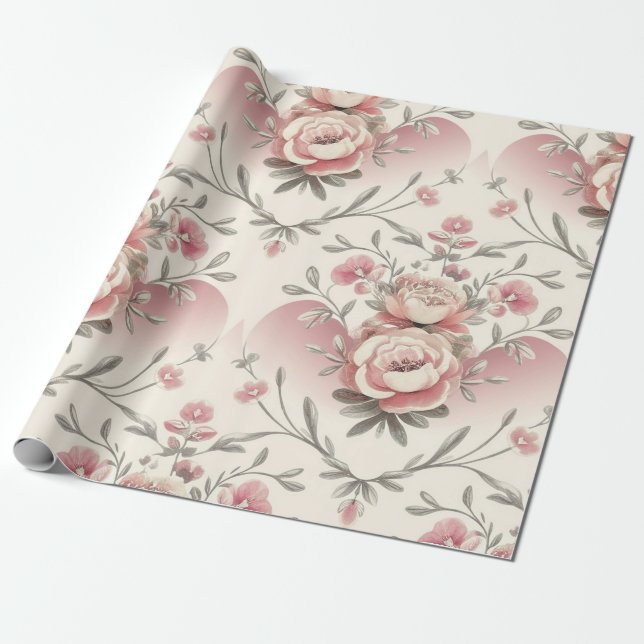 Papel De Presente Elegância Floral Opulente (Desenrolado)