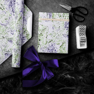 Papel De Presente Elegância Praiana   Grunge Roxo e Verde Lima