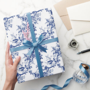 Papel De Presente Elegância Toile Azul