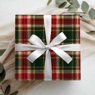 Papel De Presente Elegância Xadrez Clássica do Natal Tartan