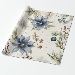 Papel De Presente Elegant Blue & Gold Christmas  Paper