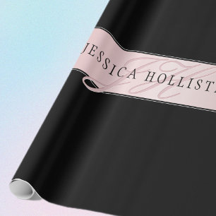 Papel De Presente Elegant Blush Falso Rosa Dourado Nome & Iniciais