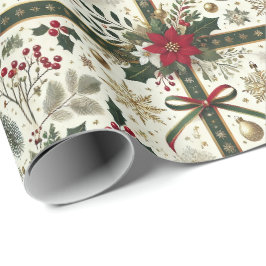 Papel De Presente Elegant Christmas Gift Wrap with Snowflakes
