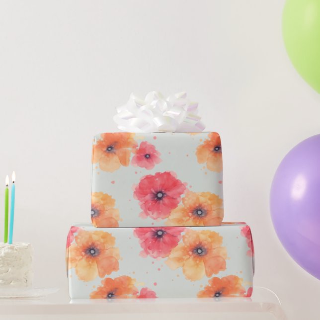 Papel De Presente Elegant Floral Blooms Wrapping Paper Roll (Presentes para festas)