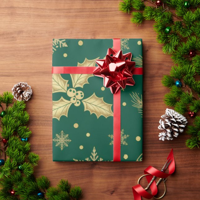 Papel De Presente Elegant Gold Christmas Seamless Pattern – Luxury H (Presente de Natal)