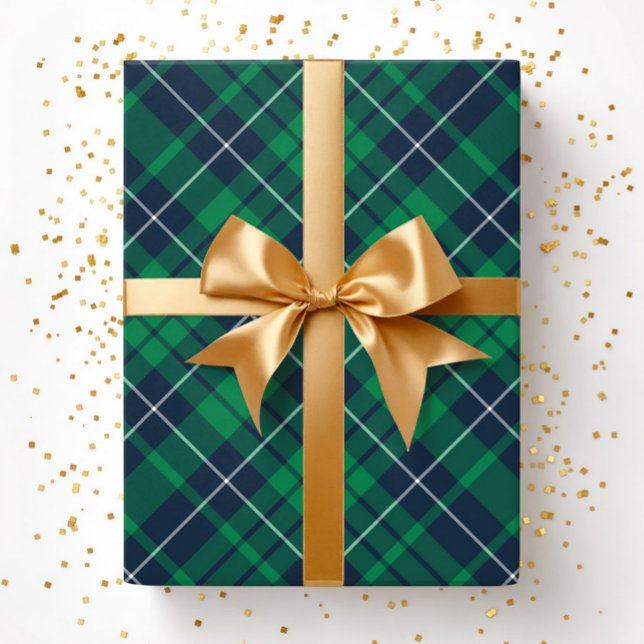 Papel De Presente Elegant Green Plaid Pattern (Elegant Green Plaid Pattern Wrapping Paper)