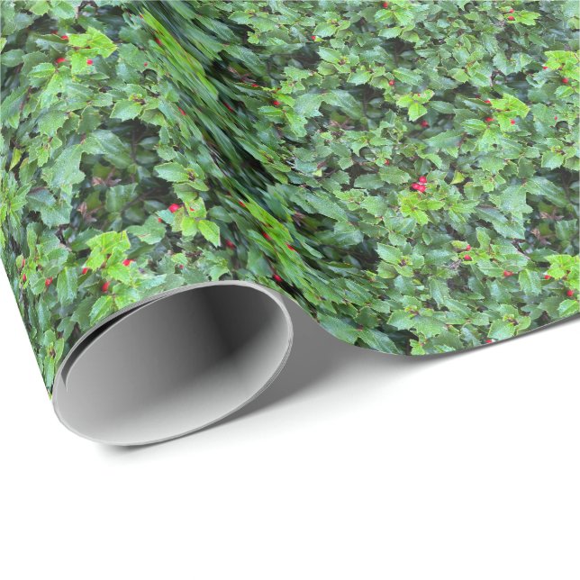Papel De Presente Elegant Holly Berry Christmas Gift Supply (Ponta do rolo)