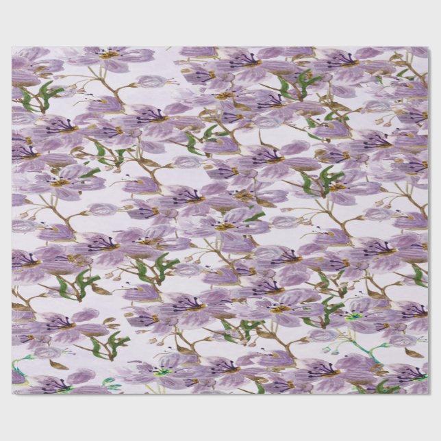 Papel De Presente Elegant Lavender Bloom Wrapping Paper Roll (Aberto)