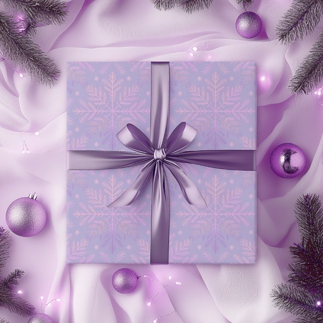 Papel De Presente Elegant Lilac Snowflake Christmas Pattern (Criador carregado)
