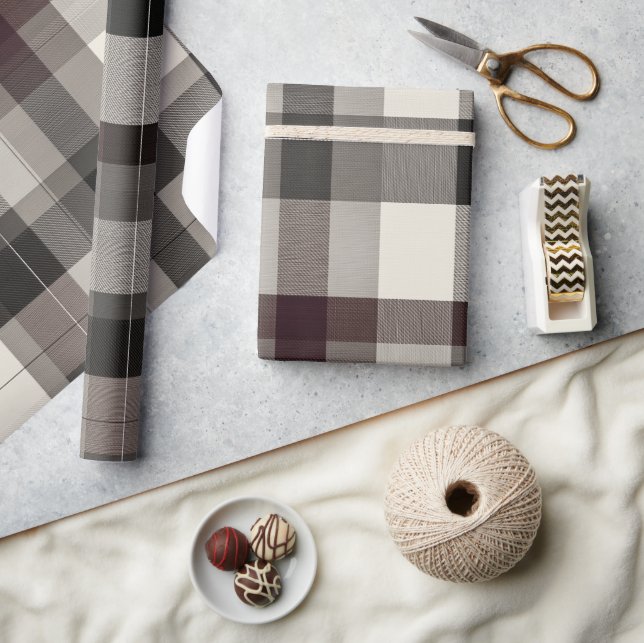 Papel De Presente Elegant Monochrome Plaid Holiday (Artesanato)
