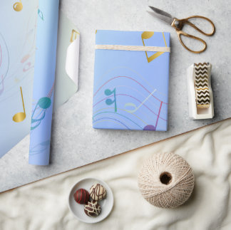 Papel De Presente Elegant Music Notes In Blue Gradient