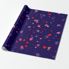 Papel De Presente Elegant Navy Blue Pink Hearts Valentine