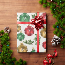 Papel De Presente Elegant Ornaments & Pine Wrapping Paper