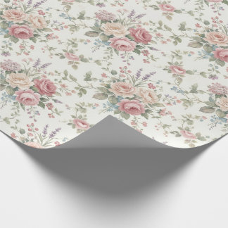 Papel De Presente Elegant Pastel Roses Shabby Chic
