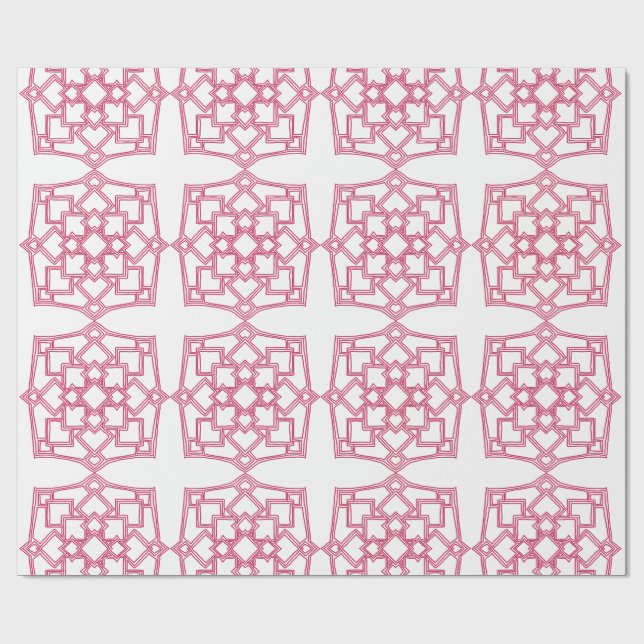 Papel De Presente Elegant Pink Geometric Lace Pattern Wrapping Paper (Aberto)